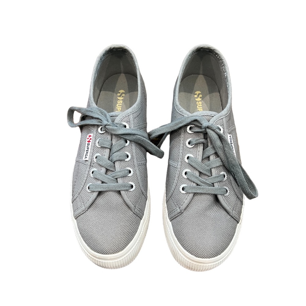 SUPERGA Platform Sneakers Grey Canvas Women’s Size 7 1/2